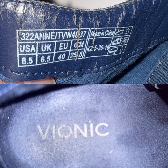 Vionic 322 Anne Women Navy Suede Snake Texture Orthotic Side Zip Ankle Boots 8.5 - Picture 8 of 9